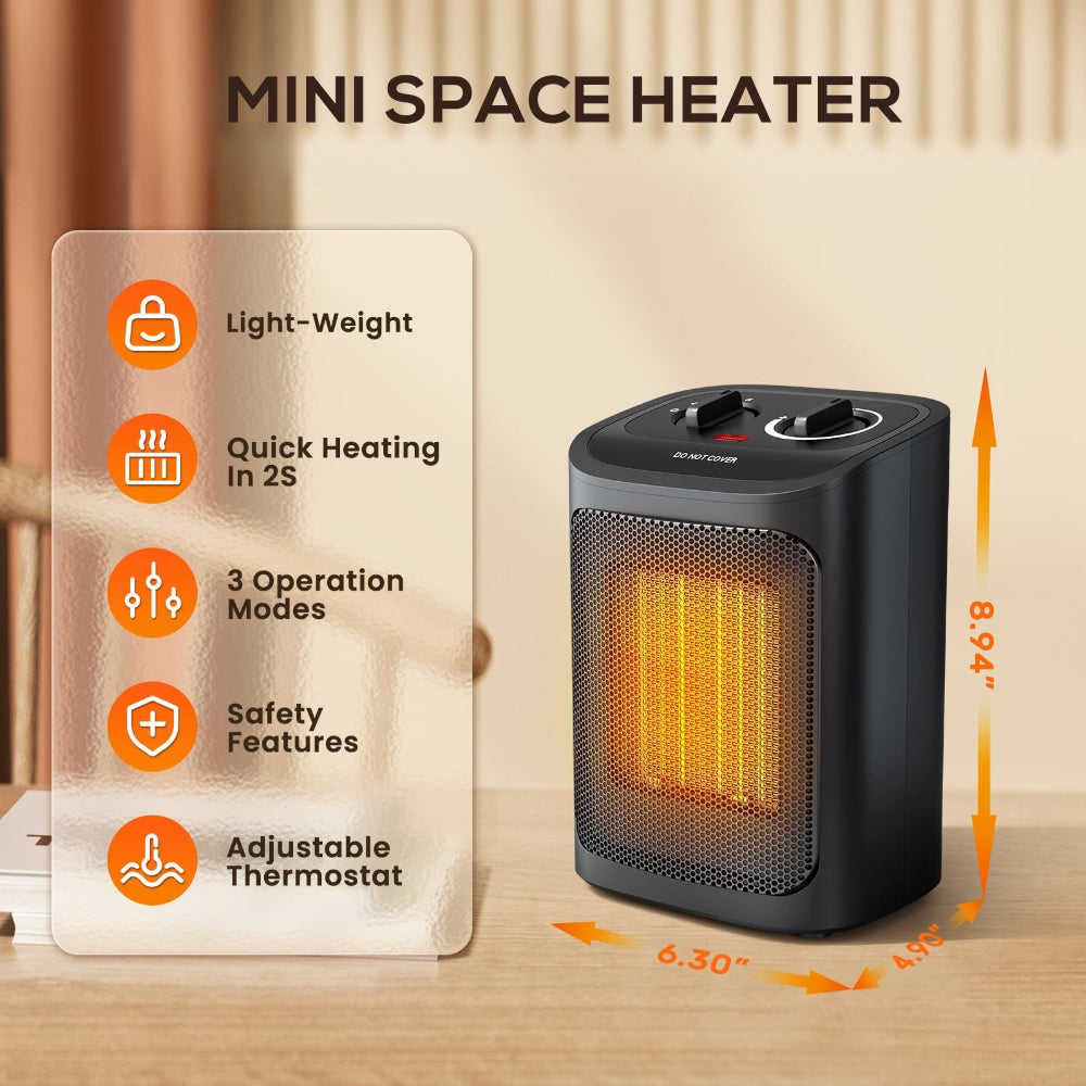 Compact Electric Heater for Bedroom Warmth