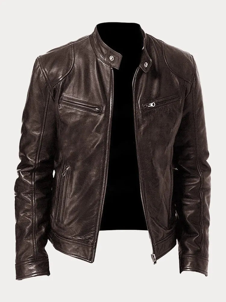 Men's Leather Moto Jacket Classic Style