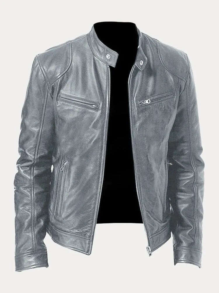 Men's Leather Moto Jacket Classic Style