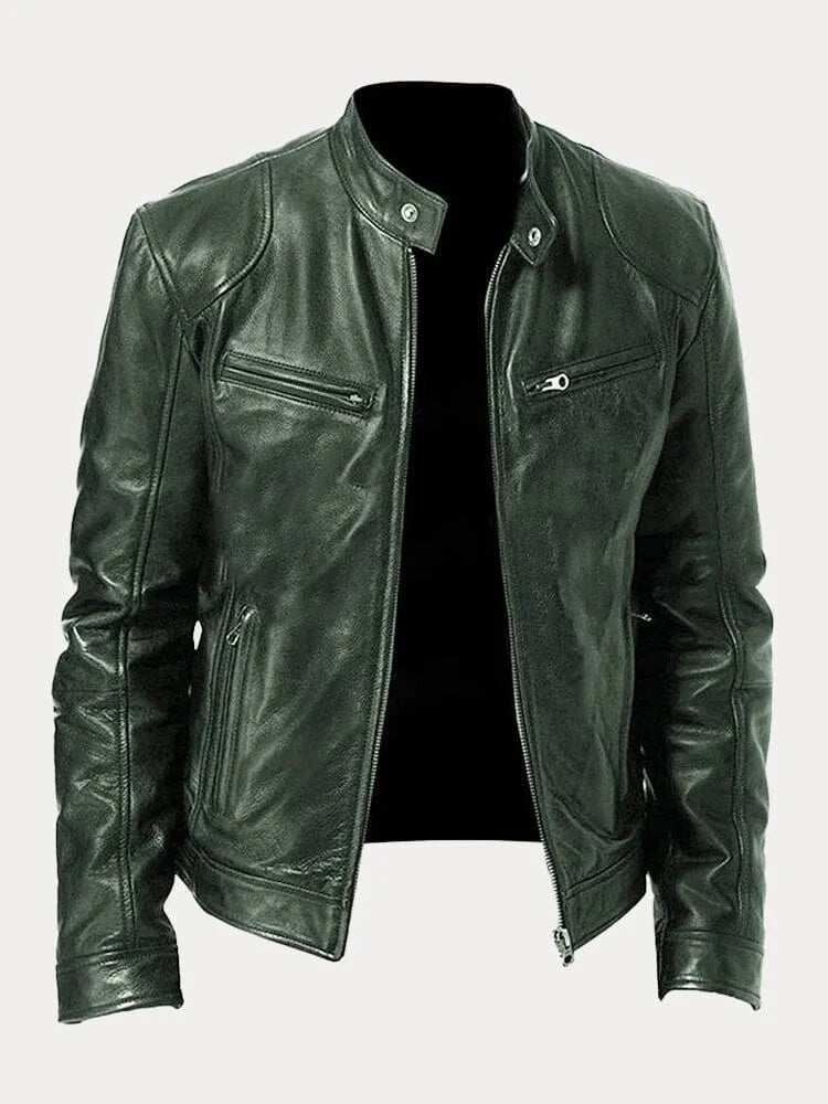 Men's Leather Moto Jacket Classic Style