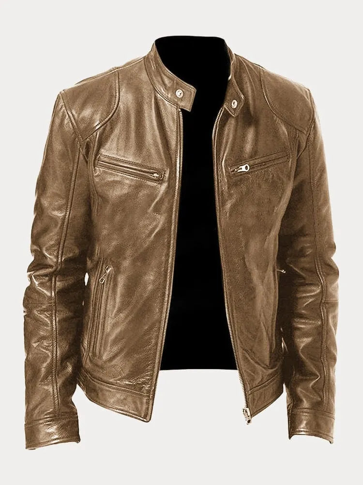 Men's Leather Moto Jacket Classic Style