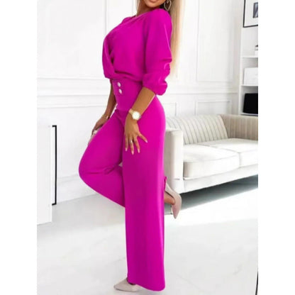 Elegant Women's Jumpsuit with Wrap Front and Flared Legs
