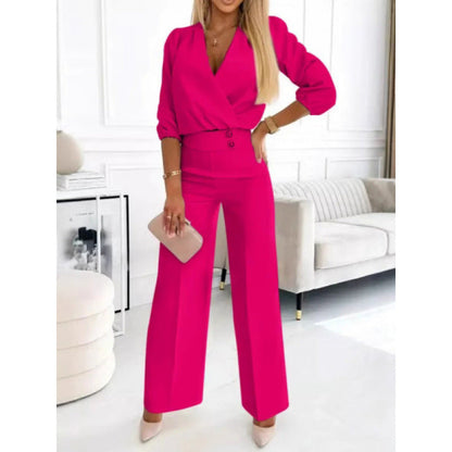 Elegant Women's Jumpsuit with Wrap Front and Flared Legs