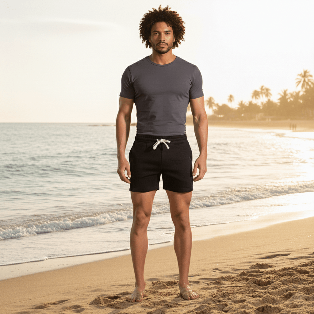 Casual Elastic Waist Shorts with Pocket Detail
