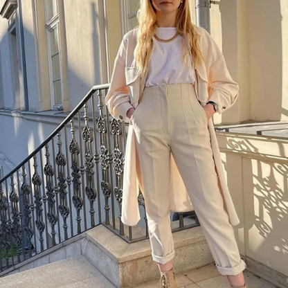 Eryma Pants | Elegant High-Waisted Tapered Trousers