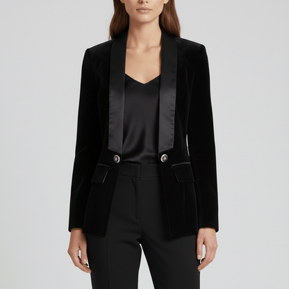 Luxury Soft Velvet Tuxedo Jacket Satin Trim
