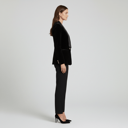 Luxury Soft Velvet Tuxedo Jacket Satin Trim
