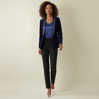 Luxury Soft Velvet Tuxedo Jacket Satin Trim