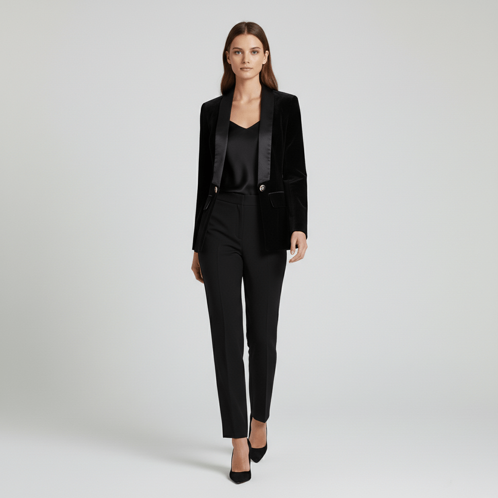 Luxury Soft Velvet Tuxedo Jacket Satin Trim