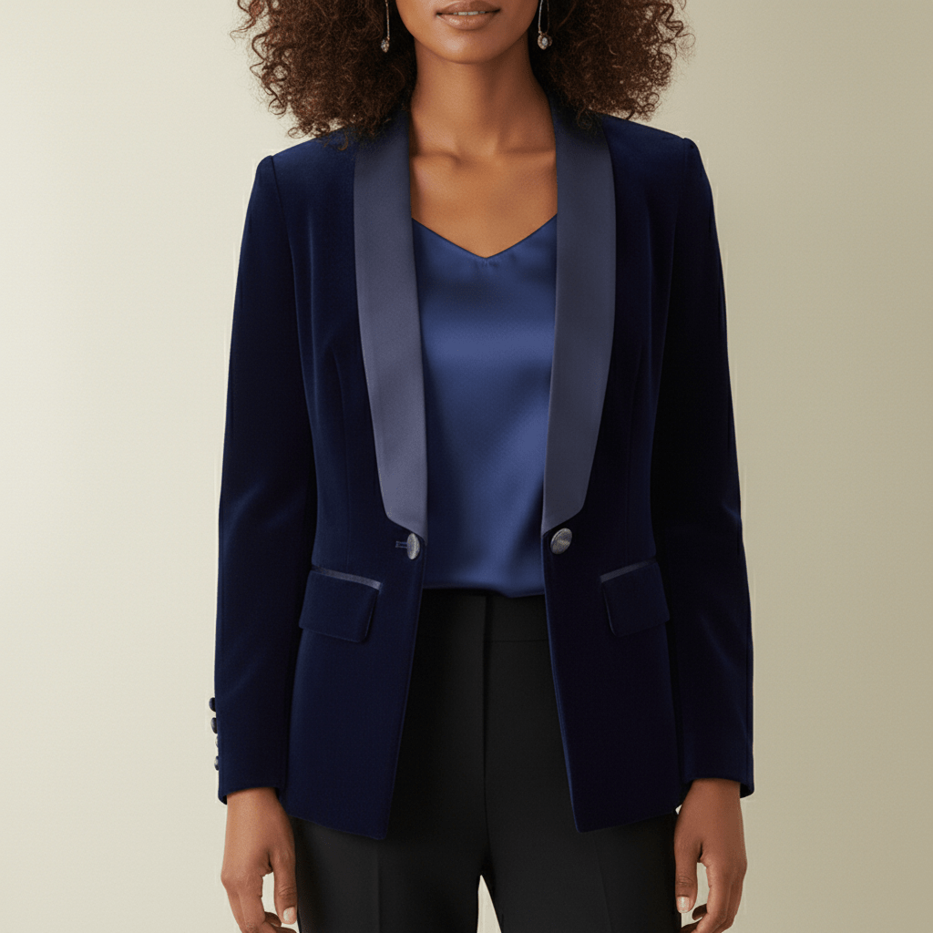 Luxury Soft Velvet Tuxedo Jacket Satin Trim - OutfitLondon