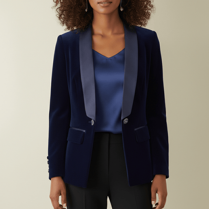 Luxury Soft Velvet Tuxedo Jacket Satin Trim - OutfitLondon