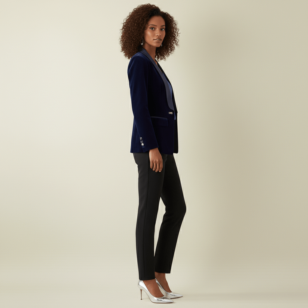 Luxury Soft Velvet Tuxedo Jacket Satin Trim