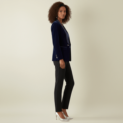 Luxury Soft Velvet Tuxedo Jacket Satin Trim