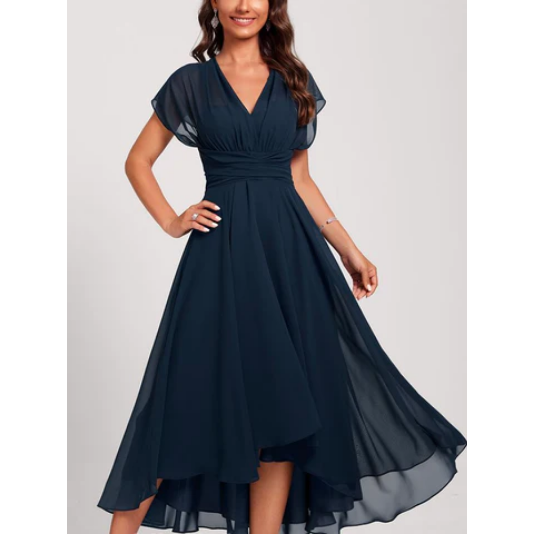 Casual Warm Weather Short Sleeve Midi Dress - OutfitLondon