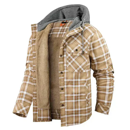 Warm Plaid Quilted Snap Shirt Jacket
