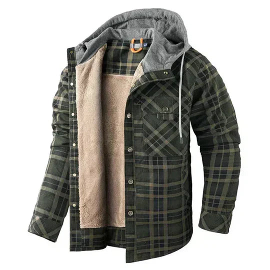 Fashionable Plaid Hoodie Jacket Coat