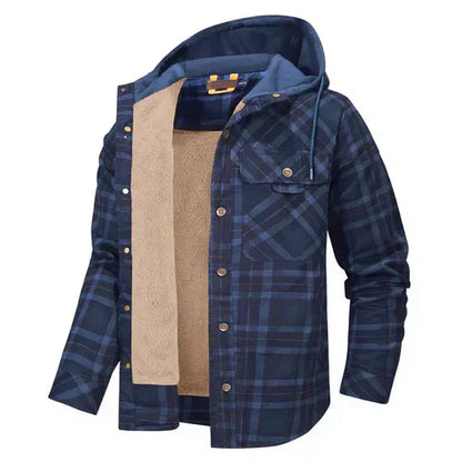 Fashionable Plaid Hoodie Jacket Coat
