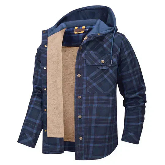 Warm Plaid Quilted Snap Shirt Jacket