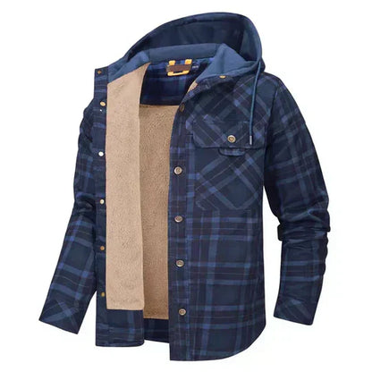Warm Plaid Quilted Snap Shirt Jacket