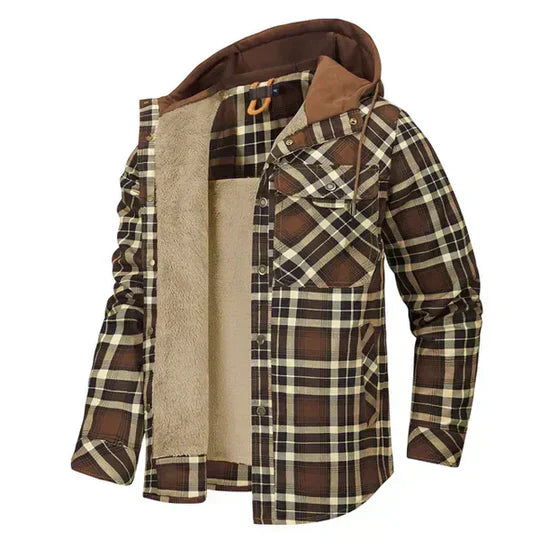 Warm Plaid Quilted Snap Shirt Jacket