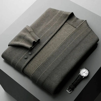 Men's Wool Cardigan Twill Tan