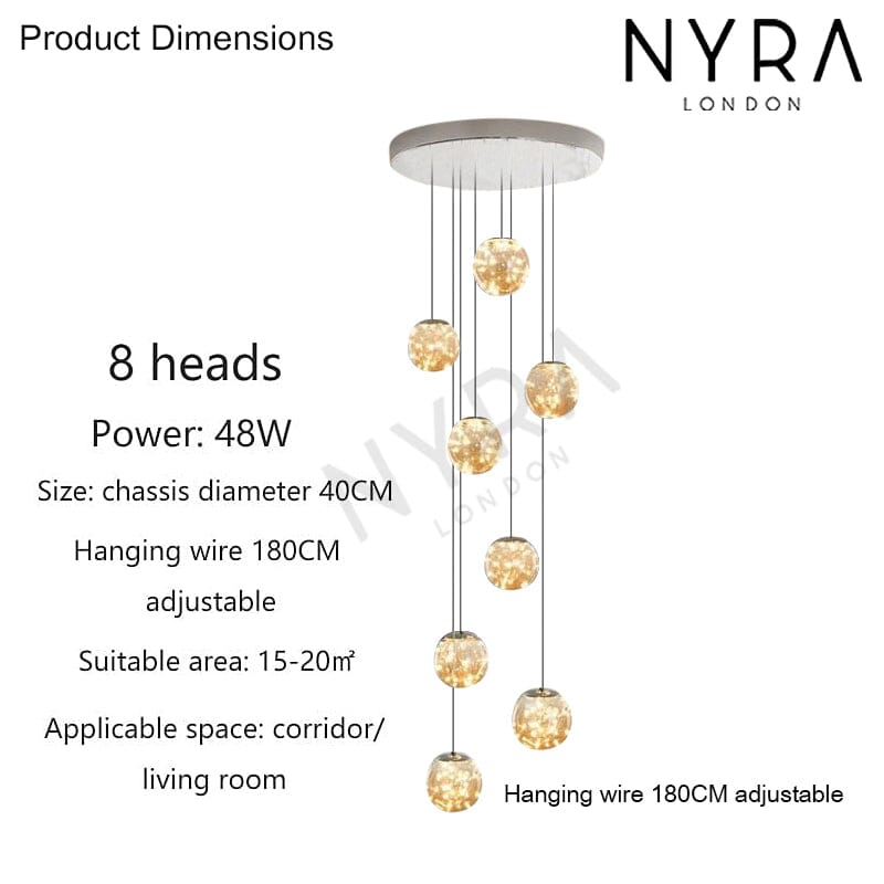 Luxury Round Crystal Stair Light Fixture