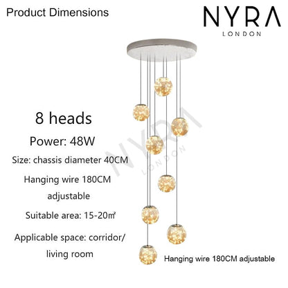 Luxury Round Crystal Stair Light Fixture