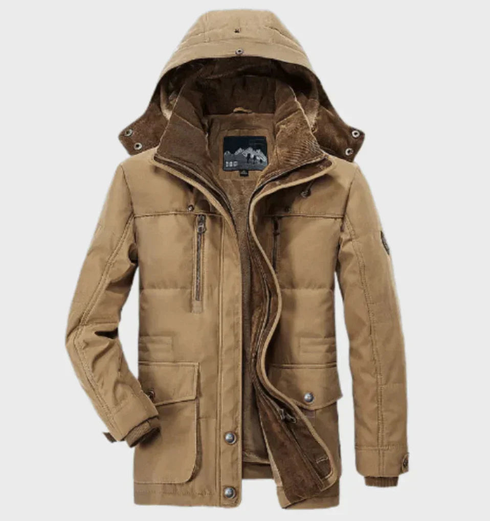 Waterproof Mens Insulated Parka Jacket with Removable Hood