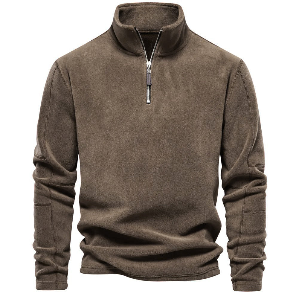 Cozy Mens Thick Half Zip Fleece Pullover Sweater - OutfitLondon