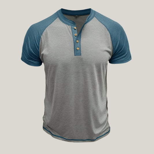 Relaxed Fit Mens Button Front Tee Shirt - OutfitLondon