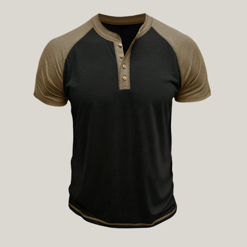Relaxed Fit Mens Button Front Tee Shirt