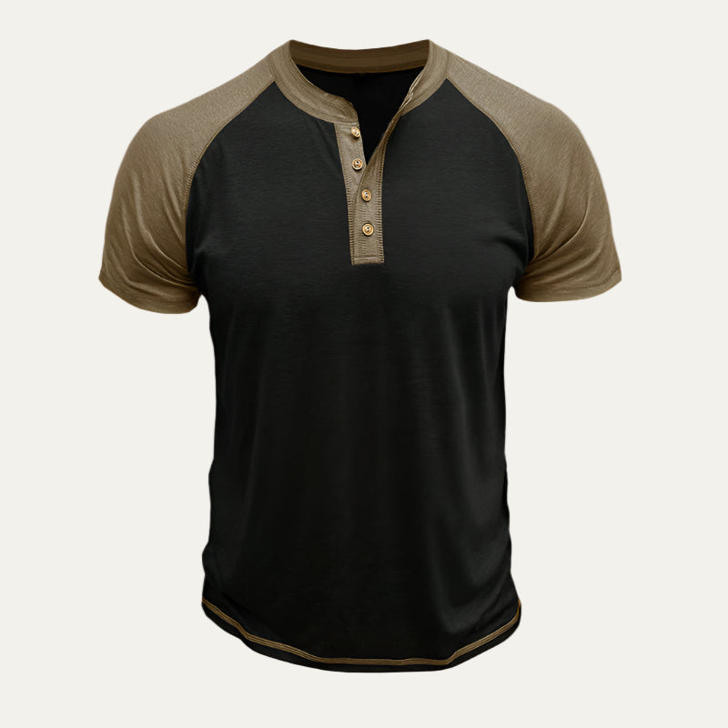 Men's Casual Short Sleeve Henley Top