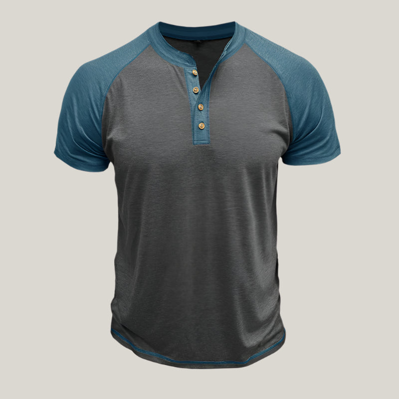 Relaxed Fit Mens Button Front Tee Shirt