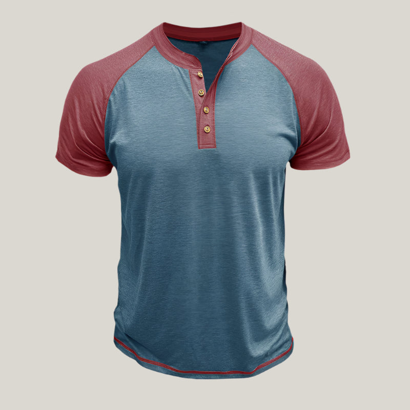 Relaxed Fit Mens Button Front Tee Shirt
