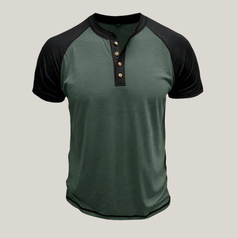 Relaxed Fit Mens Button Front Tee Shirt
