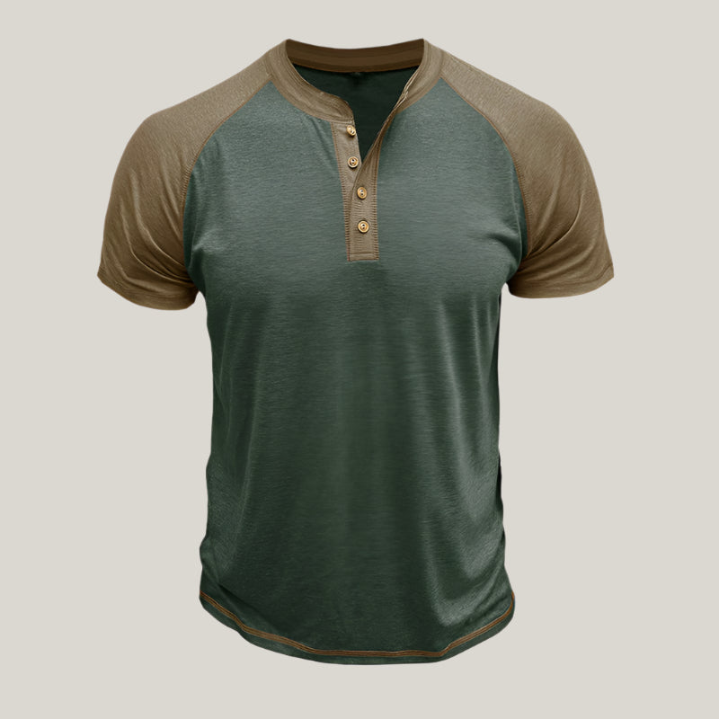 Relaxed Fit Mens Button Front Tee Shirt