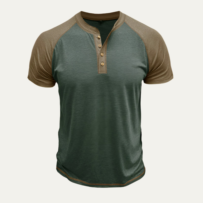 Men's Casual Short Sleeve Henley Top