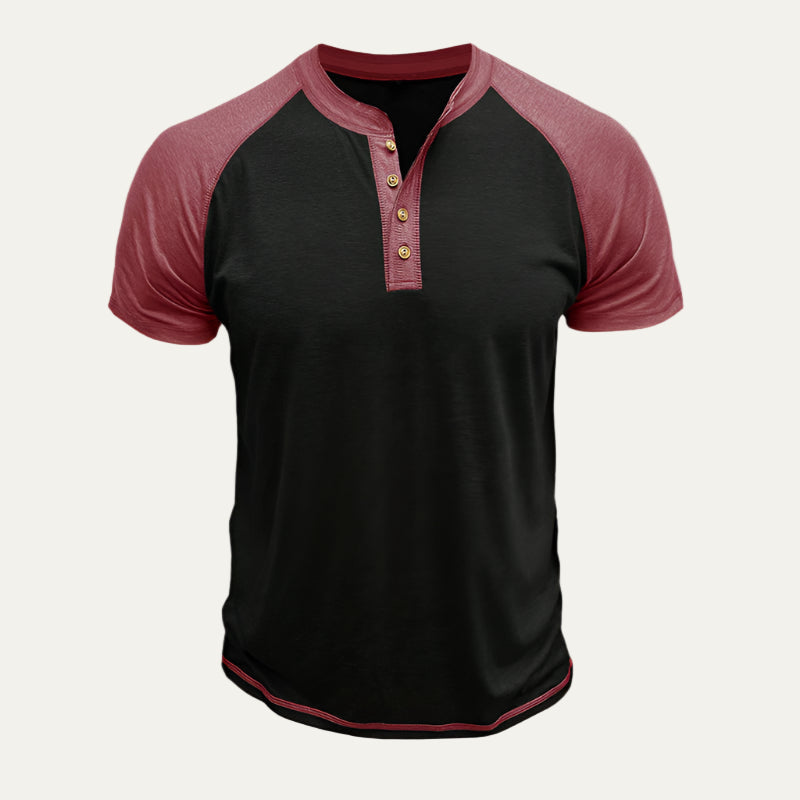 Men's Casual Short Sleeve Henley Top
