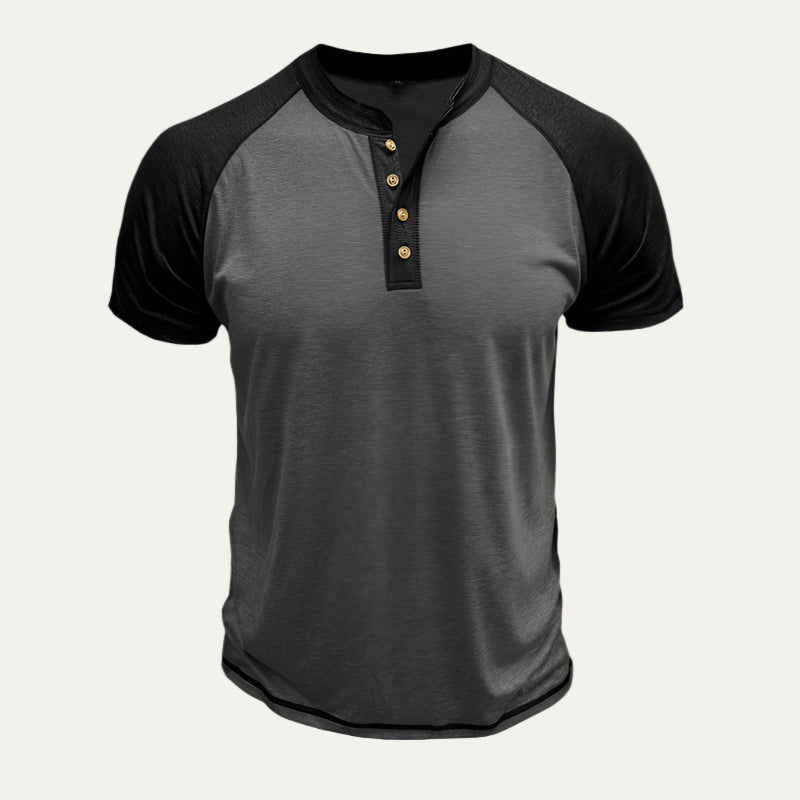 Men's Casual Short Sleeve Henley Top