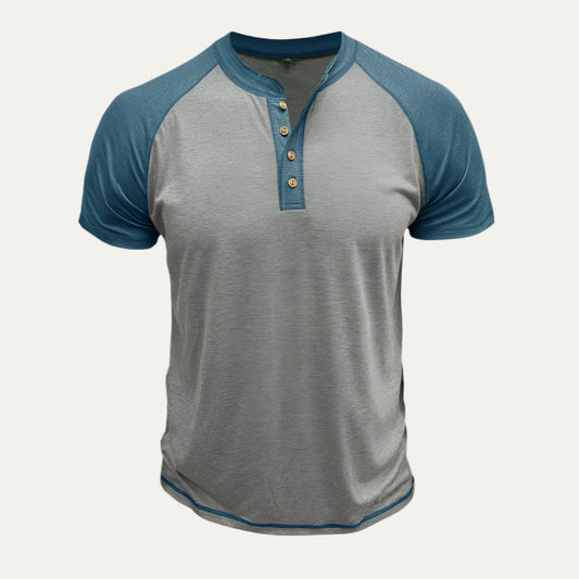 Men's Casual Short Sleeve Henley Top - OutfitLondon