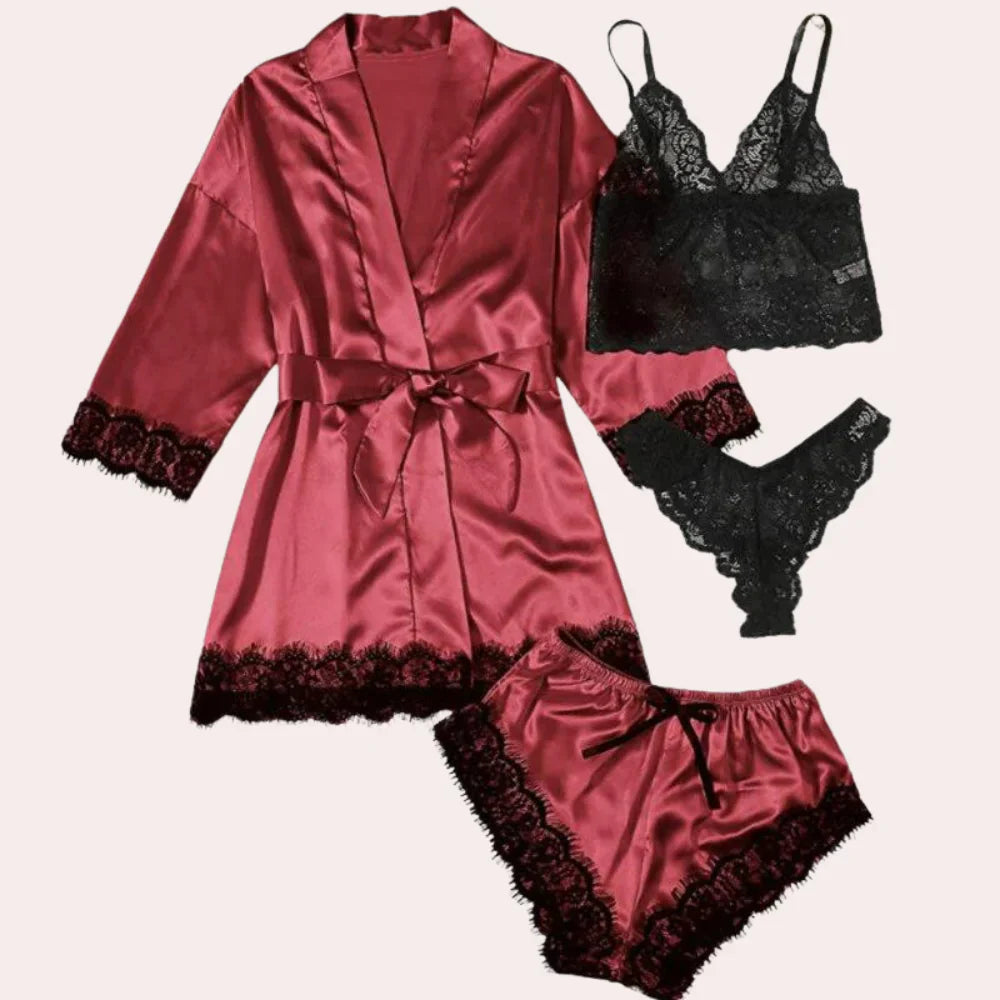 Soft Lace Women's 4-Piece Sleepwear Set - OutfitLondon