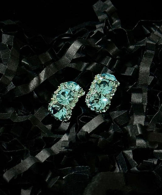 Women's Blue Copper Earrings C Shape Zircon - OutfitLondon