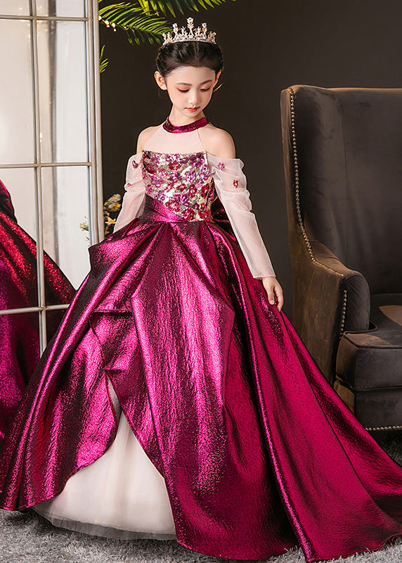 Girls Dragon Fruit Print Maxi Dress Lightweight Tulle Pink - OutfitLondon
