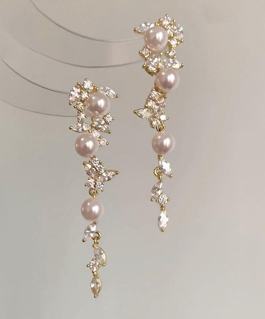 Women's Copper Pearl Drop Earrings - OutfitLondon