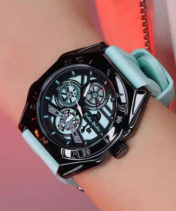 Unisex Quartz Watch Silicone Rubber Light Green Night Glow - OutfitLondon