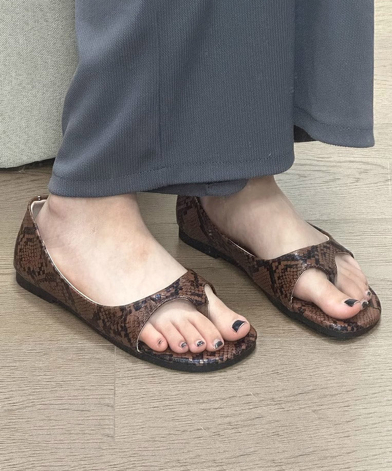 Women's Leopard Print Faux Leather Sandals Comfortable Rubber Sole - OutfitLondon