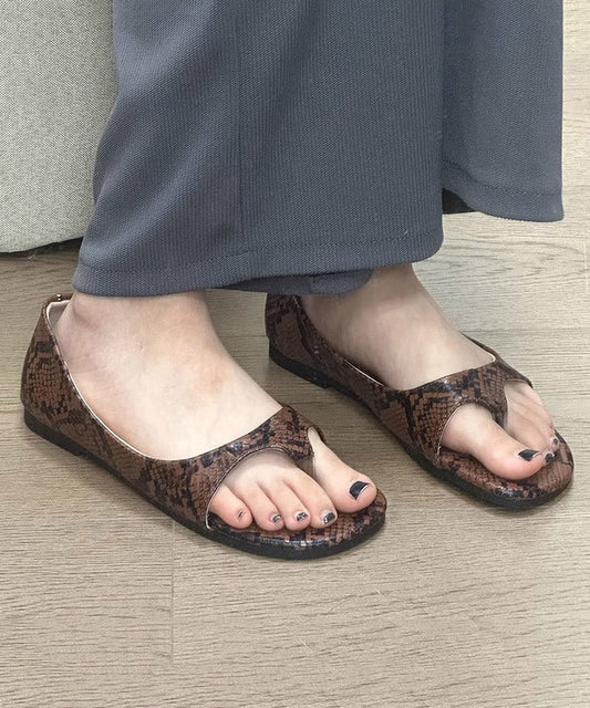 Women's Leopard Print Faux Leather Sandals Comfortable Rubber Sole - OutfitLondon