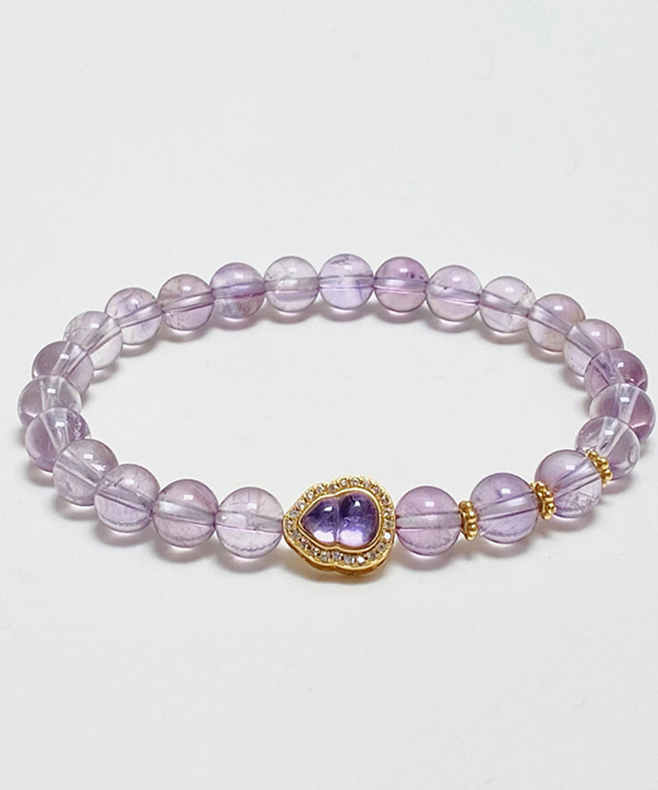Women's Violet Alloy Bead Bracelet With Zircon Crystals - OutfitLondon