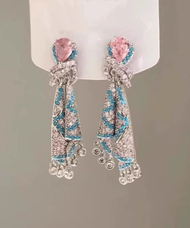 Women's Silk Tassel Earrings Colorful Zircon - OutfitLondon