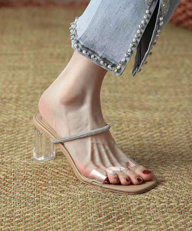 Women's Open Toe Block Heel Sandals Cushioned Insole PVC Upper - OutfitLondon